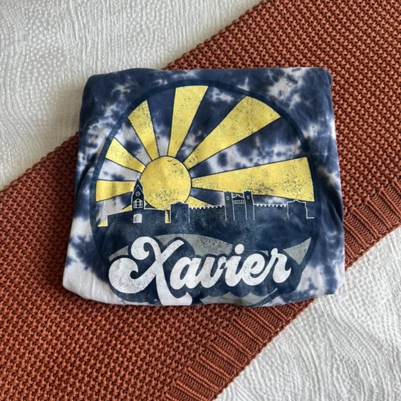 Xavier University Cropped Long Sleeve T-Shirt, Tie Dye, Woman's Small - Picture 3 of 4
